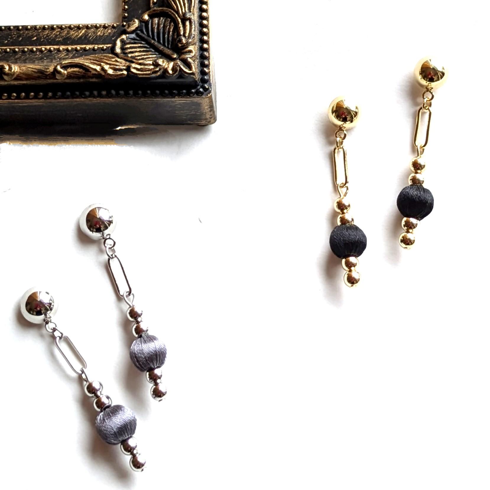 ピアス レディース 絹糸巻玉シックピアス